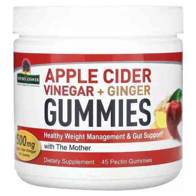 Витаминно-минеральный комплекс Nature's Answer Яблочный уксус с имбирем, 500 мг, Apple Cider Vinegar+Ginger Gummies with The (NTA-26288) Винница
