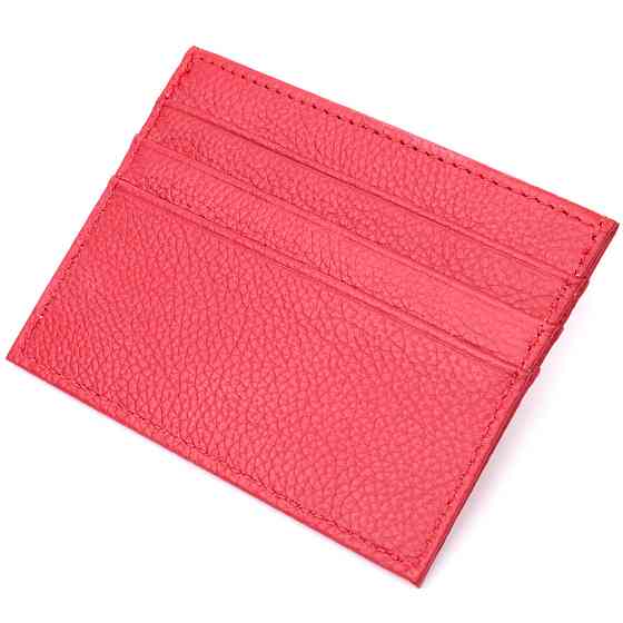 Яскравий кард-кейс із натуральної шкіри Червоний (ST Leather) Київ