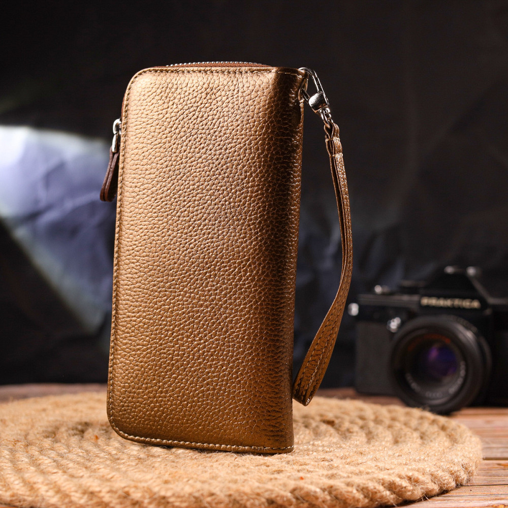 Неповторний гаманець з відливом для жінок з натуральної шкіри CANPELLINI 21614 Коричневий Київ - фото 9