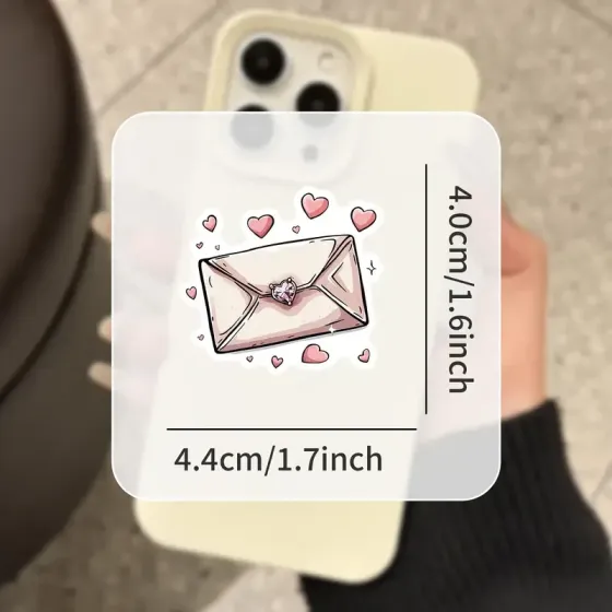 Набір стікерів конверти з сердечками 55 шт – романтичні наклейки Love, водостійкі вінілові Київ