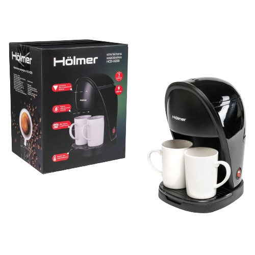 Кавоварка електрична крапельна 450W 240мл (одночасне приготування 2-х чашок кави) чорний HCD-023B Holmer Житомир - изображение 7