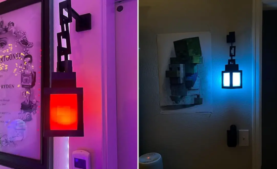 Светильник ночник Minecraft LED детский настенный аккумуляторный 16 цветов с пультом, Ночник Minecraft LED детский настенный Киев