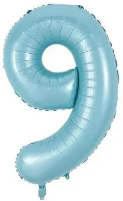 Цифра фольгирована 9 голубая 30