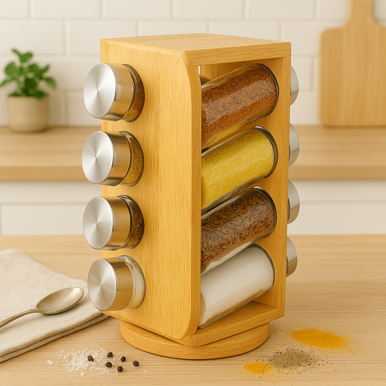 Набір баночок для спецій зі скла, органайзер | Спеція "Woody MS-0371" 8 шт. Київ