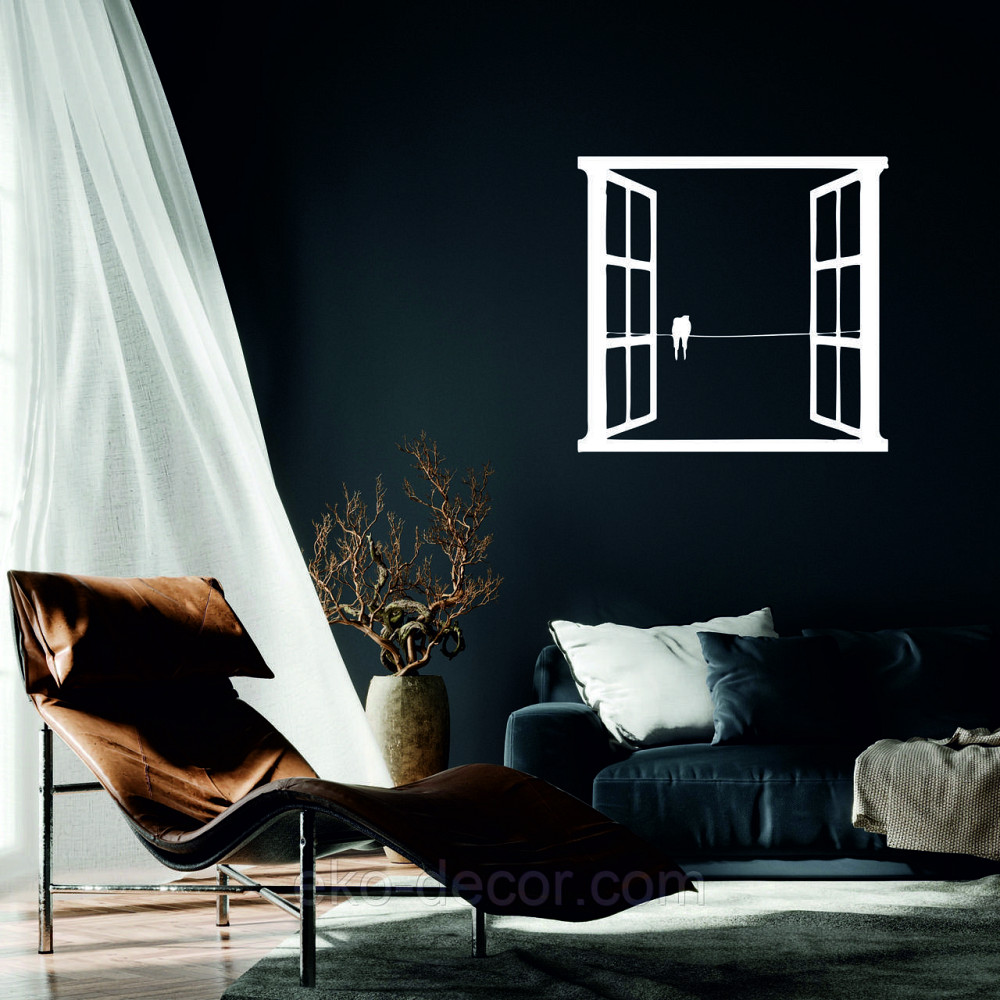 Декоративное настенное Панно «Птицы в окне» Декор на стену 90*85 см, Белый Киев - изображение 1