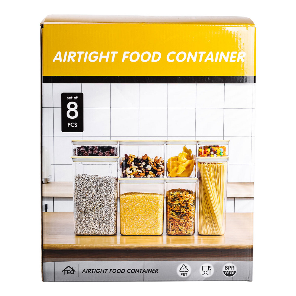 Yiwu Набір банок для сипучих продуктів 8 штук ємності з бамбуковою кришкою HP-1303 Коломыя - изображение 3
