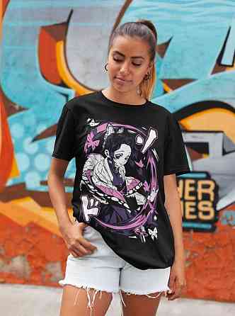 Футболка аниме Истребитель демонов оверсайз (S/M/L) Черний AnimeJ1020 Днепр