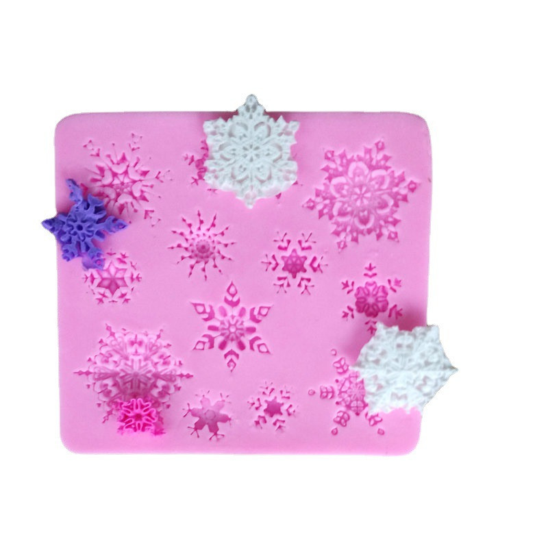 Молд силиконовый Снежинки 83 на 90 мм розовый Киев - изображение 8