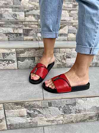 Flex Шльопанці жіночі Flex червоні (літо, шкіра натуральна) (1865) Коломыя
