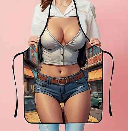 Фартух з приколом дівчина в джинсових шортах 80 на 60 см різнобарвний Київ