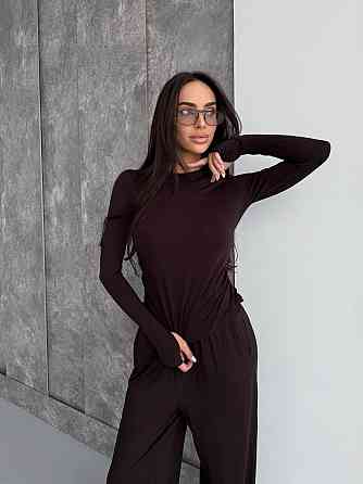 Женский стильный базовый костюм из мягкой эластичной ткани. Шоколад, 42/44 Одесса