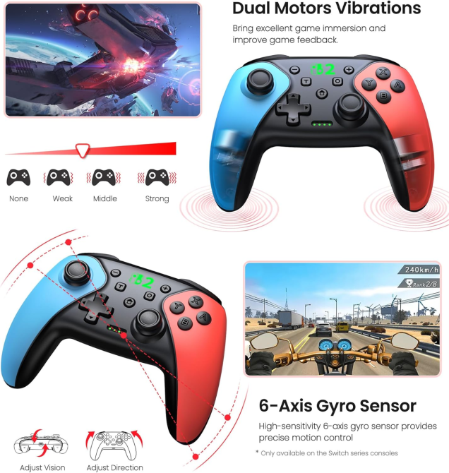 Беспроводной геймпад BEBONCOOL H109 для Switch 2/Switch/OLED/Lite/PC/iOS/Android, Turbo, макросы, вибрация Киев - изображение 7