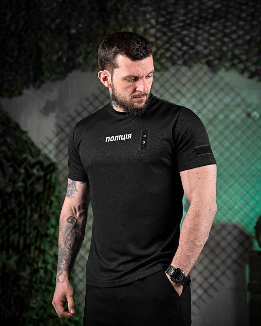 Футболка полиция black ВТ6013 Одесса - изображение 1
