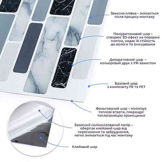 Самоклеящаяся плитка под мрамор Киев