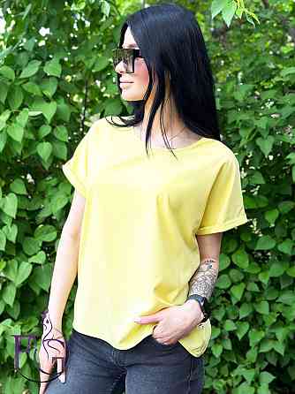 Літня блузка футболка вільного крою "Moment" оптом | Норма і батал 46-48, Жовтий Київ