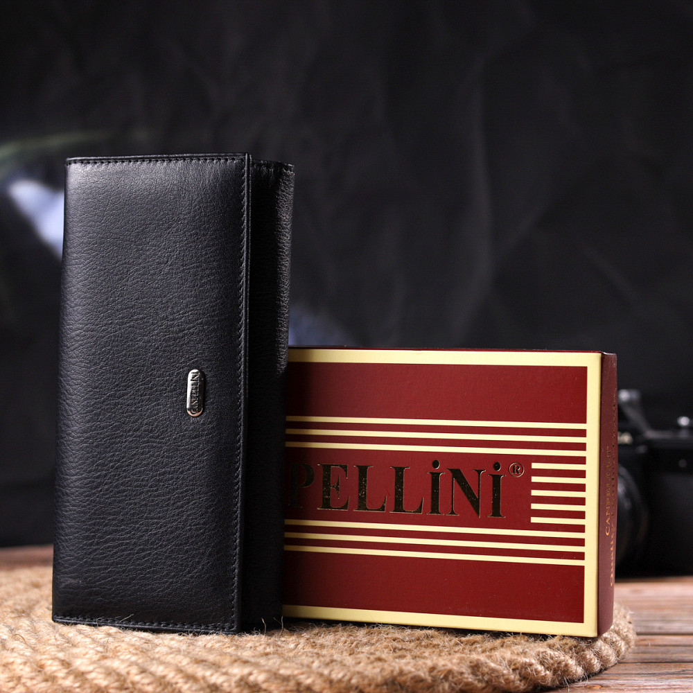 Классический женский кошелек из натуральной кожи CANPELLINI 21657 Черный Киев - изображение 10