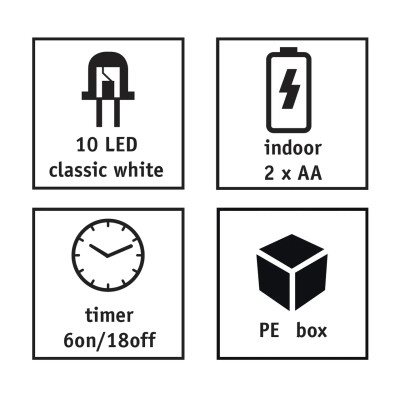 Гирлянда Luca Lighting Санта, струна, 1,3 м, класична біла, 10 LED 2AA, таймер (8720967822850) Винница - изображение 3