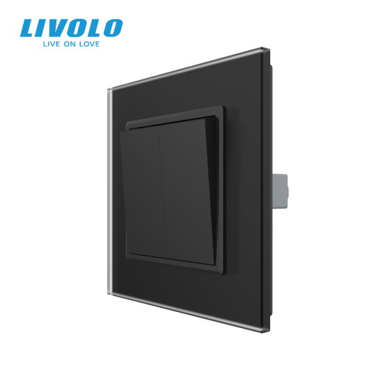 Вимикач універсальний 2-клавішний LIVOLO чорний матовий скло 250В 10А Коломия