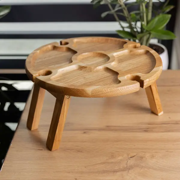 Винний круглий столик з дерева 35х35х18 см на ніжках BWR35018S Коломия - фото 5