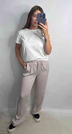 Женские штаны-палаццо из шелка Пудра XS-S Харьков