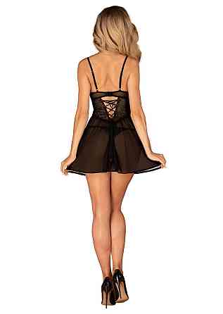 Еротичний комплект Obsessive Chemeris babydoll & thong M/L, пеньюар та стрінги Sex Aura Київ