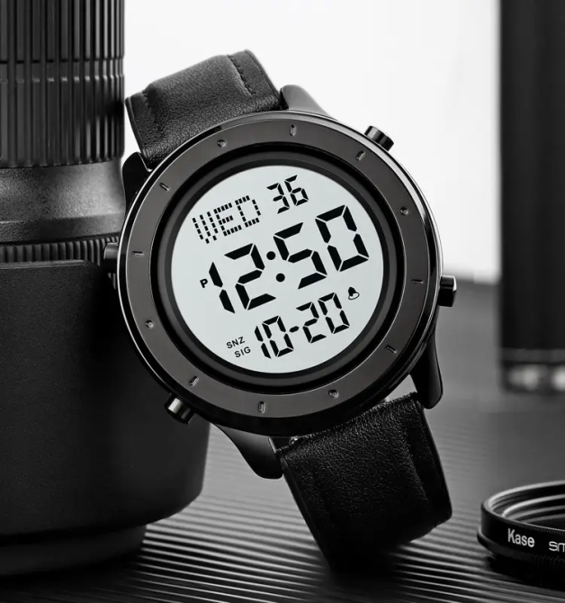 Чоловічий наручний електронний годинник Skmei 1864 (Чорний з білим циферблатом) Вінниця - фото 7