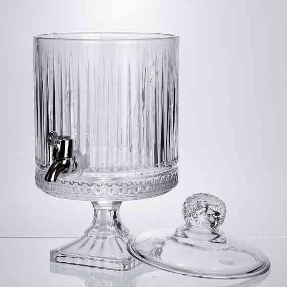 Yiwu Лимонадниця з краном на підставці скляна 4,5 л прозора HP-19-3045-4 Коломия