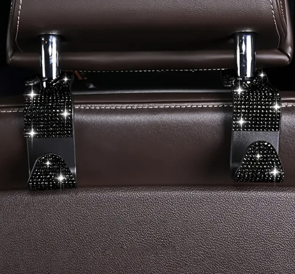 Гачки органайзери для підголовників в авто зі стразами 2 шт Чорний Смела - изображение 1