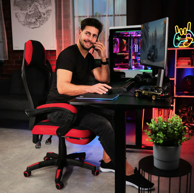 Крісло комп'ютерне офісне геймерське Sporte червоне з чорним до 150 кг для офісу школяра підлітка Київ - фото 3