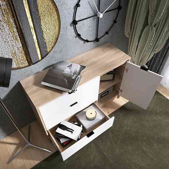 Комод із дверима та 3-ма шухлядами Еверест Сіті-1150 115,2х38х74,6 Дуб сонома/Білий (DTM-071100) Львів