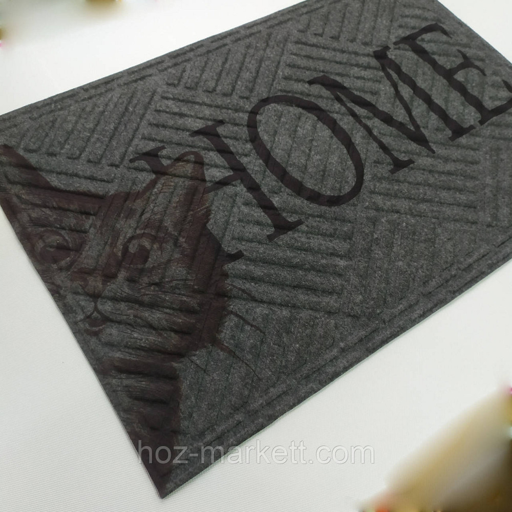 Коврик 60 х 40 см прорезиненный с ворсом в прихожую НОМЕ серый Харьков - изображение 3