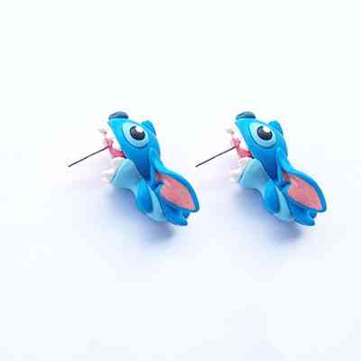 Сережки дитячі Стіч із полімерної глини 3 см блакитний Київ