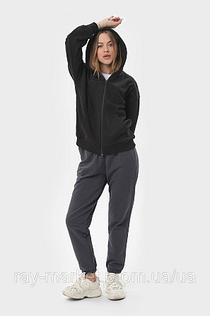 Костюм жіночий худі на блискавці темно-сіре та штани чорні RAY PREMIUM LOOSE U0809 (U0809W-Dark Grey-Black) S Київ - фото 4