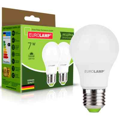 Лампочка Eurolamp LED A60 7W E27 3000K 220V акция 1+1 (MLP-LED-A60-07272(E)) Винница