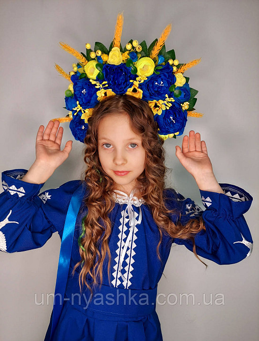 Віночок ободок з квітами "Сценічний з колосками та стрічками" Кривий Ріг - фото 2