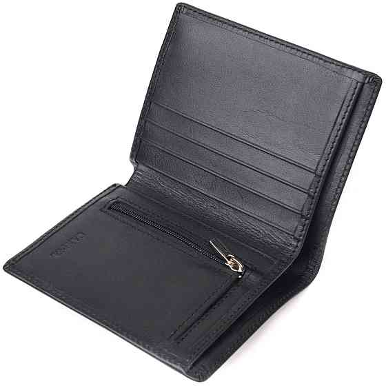 Чоловіче портмоне з натуральної гладкої шкіри CANPELLINI 21500 Чорне Київ