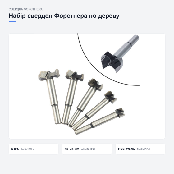 Набір свердел Форстнера по дереву Київ