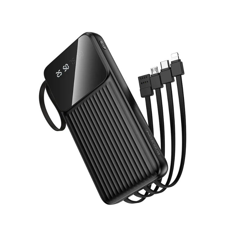 Внешний аккумулятор BOROFONE BJ76 Smart power bank with 4 cables(10000mAh) Black Киев - изображение 1