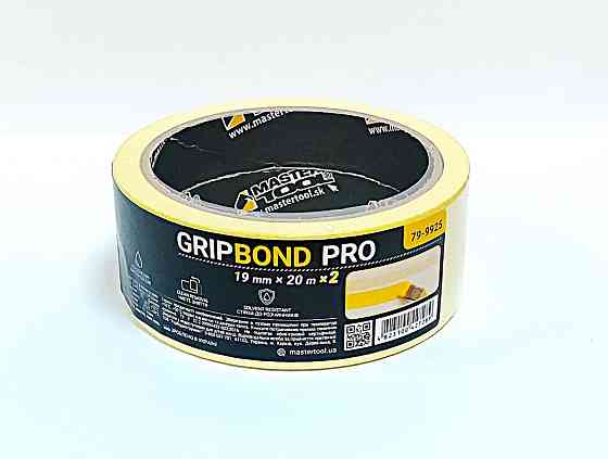 MASTERTOOL Стрічка малярна універсальна MASTERTOOL GripBond Pro 19 мм×20 м 2 шт жовта 79-9925 Коломия