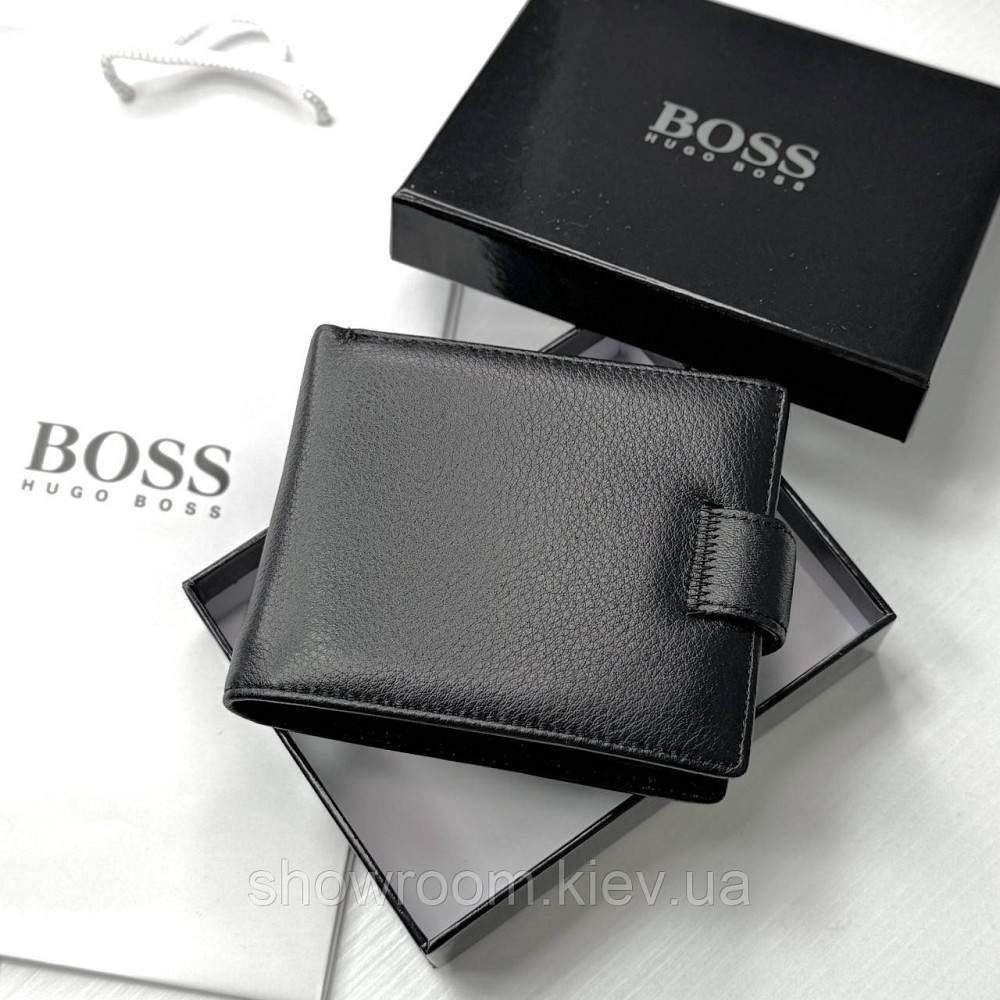 Мужское брендовое портмоне из натуральной кожи на кнопке Boss (6605) Киев - изображение 8