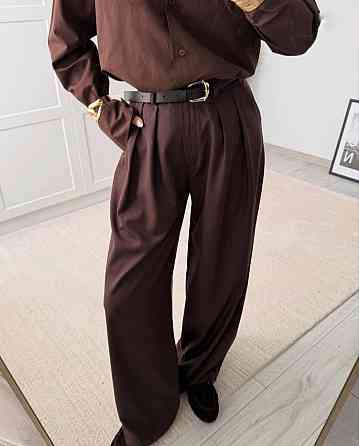 Жіночі класичні штани на високій посадці костюмка Шоколад, 42/44 Одеса