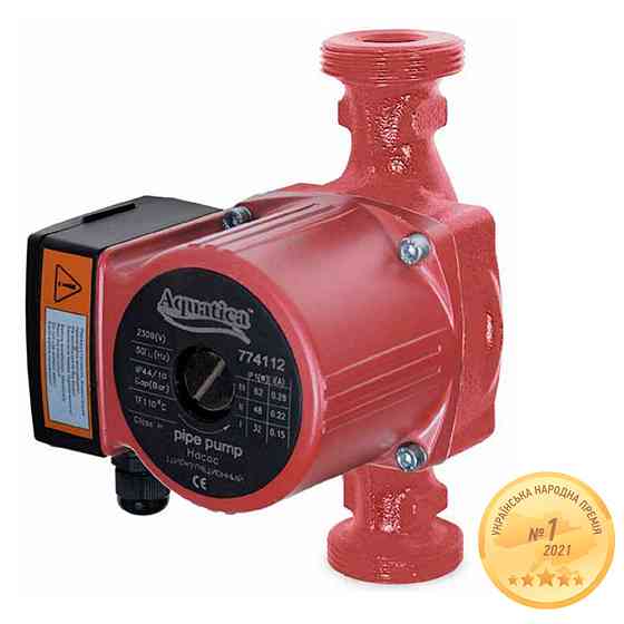 Aquatica Насос циркуляционный 100Вт Hmax 6м Qmax 75л/мин Ø2" 180мм + гайки Ø1¼" AQUATICA (77413 Коломыя