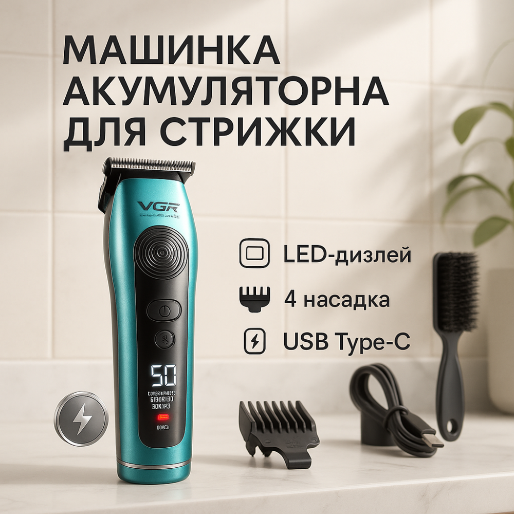 Машинка для різних стрижок акумуляторна VGR, Універсальна машинка для стрижки голови та бороди OG-63 Львів - фото 17