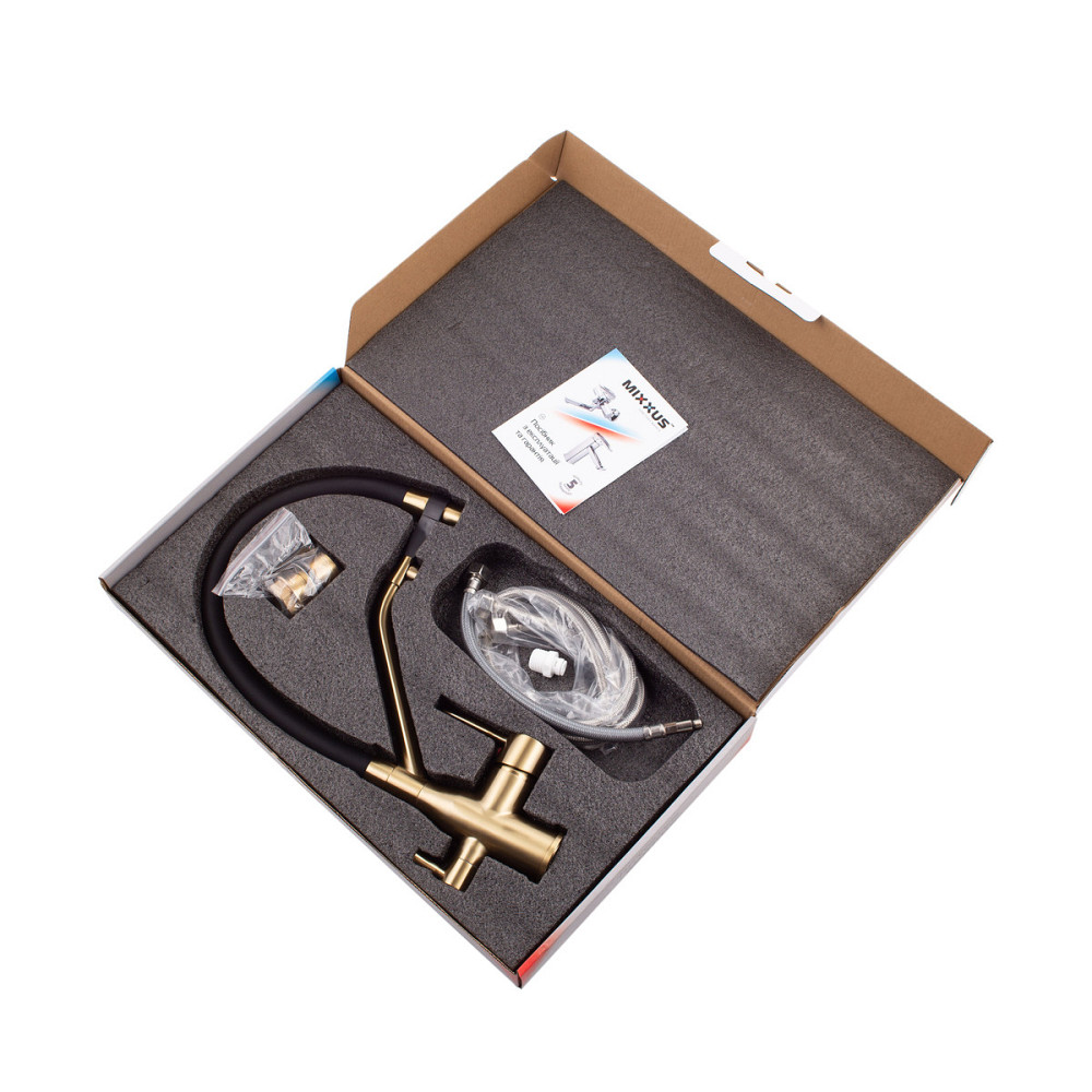 Кухонний змішувач MixxusPremium Gravity 021 BRUSHED GOLD з чорним відбиваючим покриттям MI6981 Харків - фото 8
