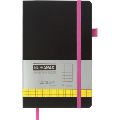 Книга записна Buromax Concept 125x195 мм 96 аркушів в клітинку обкладинка зі штучної шкіри Рожева (BM.291162-10) Вінниця - фото 1