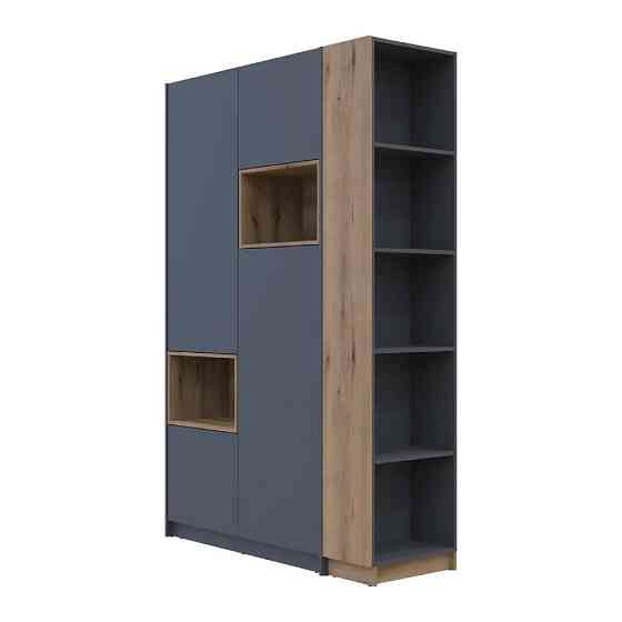 Шафа для одягу з нішою та етажеркою Doros Дейл Графіт/Дуб Евок 2 ДСП 143.2х52х220 DRS-011734 (42005154) Львів