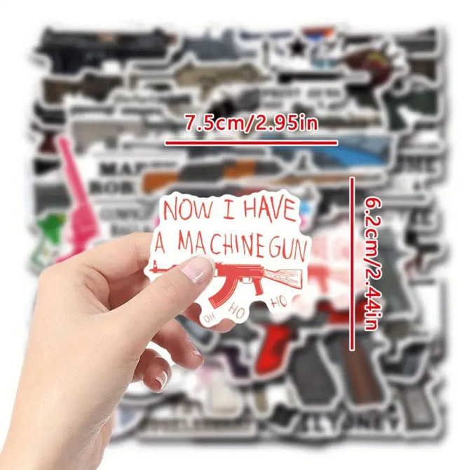 Наклейки, стікери зброя. Водонепроникні вінілові наклейки, стікерпак, наліпки військова тематика, на Київ - фото 4