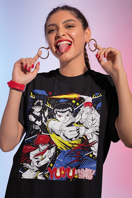 Футболка для хлопчика з аніме принтом Йу Йу Хакусхо Йусуке оверсайз (зріст від 165 до 180) Чорний AnimeJ0155m Дніпро - фото 1
