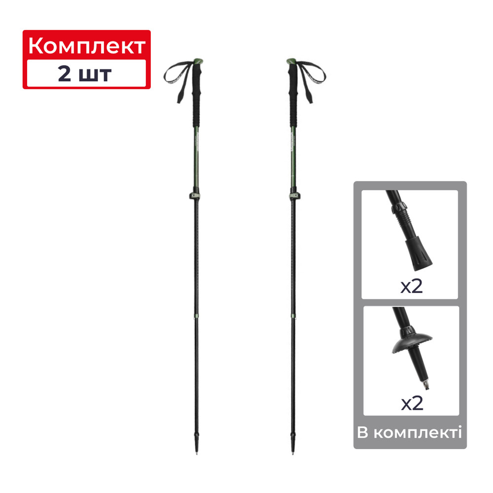 Трекінгові телескопічні палиці 2шт Naturehike CNK2550DS010 Sunlit Terk Base, 60-135 см, зелена Київ - фото 8