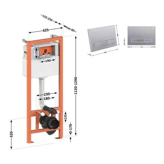 Набір інсталяція 4 в 1 Qtap Nest ST з лінійною панеллю змиву QT0133M425M08382SAT Київ